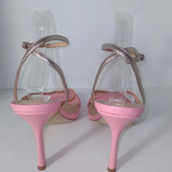Coach Kali Women's Pink/Metallic Champagne/Orange Ankle Strap Heels- Size 10 - Picture 7 of 10